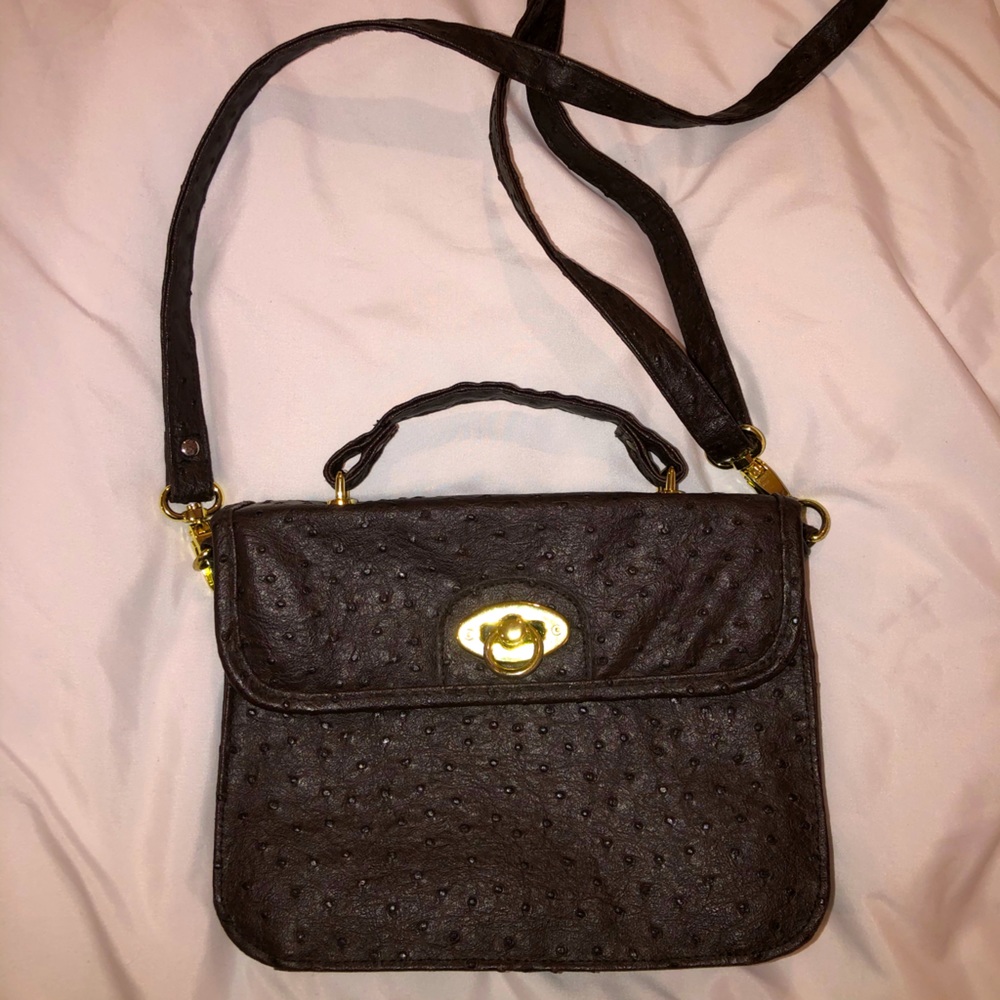 Brown Vegan Leather Crossbody Satchel